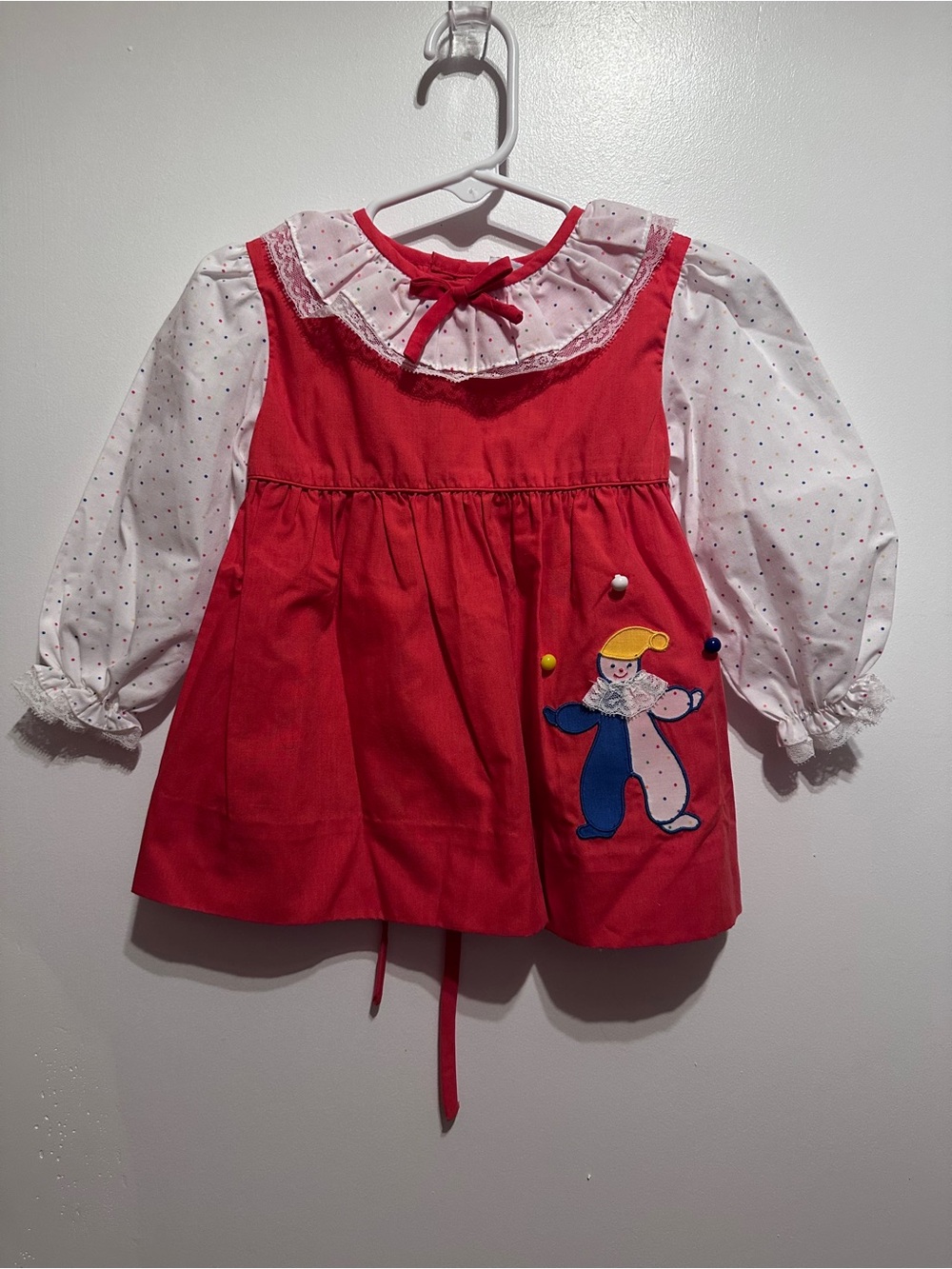 Vintage 80s Nana’s Pet JCPenney Clown Novelty Pinafore Dress 18M Clowncore